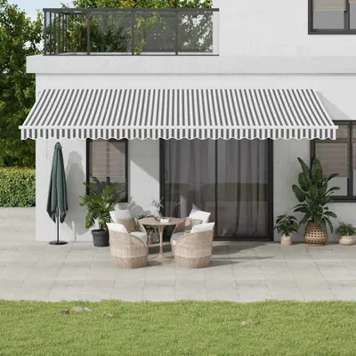Zdjęcie produktu dla Maison Exclusive – markiza ręczna z oświetleniem LED, kolor antracytowy i biały, 600 x 300 cm