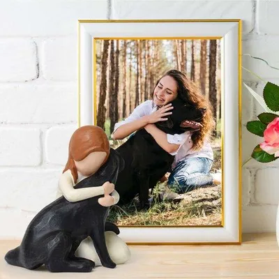 Productafbeelding van Unyqoos® Handgemaakte zwarte Labrador-herdenkingsbeeldje van kunsthars, met de hand beschilderd – een aandenken en troostende decoratie voor hondenbezitters
