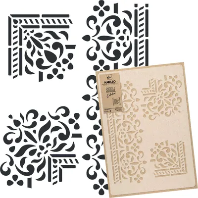 Produktbild von Große Malschablonen M 43x64 cm, Grenze Ecke Ornament Muster, Wiederverwendbare Kunststoff Wandschablone