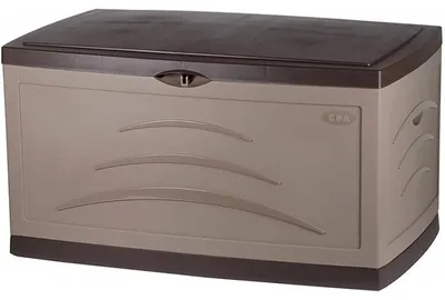 Image de Malle de Jardin Maxi Serena - 500 L - Taupe - 121 x 76 x 67 cm - Roulettes et Serrure - Fabrication Française