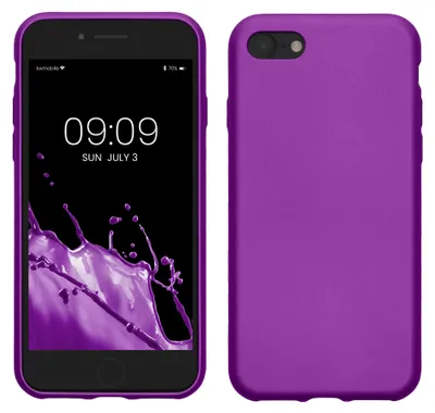 Produktbild von kwmobile Handyhülle für Apple iPhone SE (2022) / SE (2020) / 8 / 7 Hülle - Silikon Case metallisch schimmernd - Schutzhülle Cover - Metallic Violett