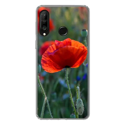 Produktbild von MuchoWow® Handyhülle Schutzhülle Hülle für Huawei P30 Lite Bunte Mohnblumen in den Niederlanden Silikon Softcase Handy Hülle - Handyhülle