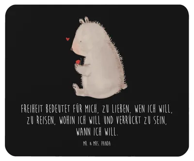 Produktbild von Mr. & Mrs. Panda Mousepad Bär Marienkäfer - Schwarz - Geschenk, Freiheit, mousematte, Motivation, Mouse Pad, Das Leben Ist schön, Liebe, Mauspad, Teddy, laptop, pc