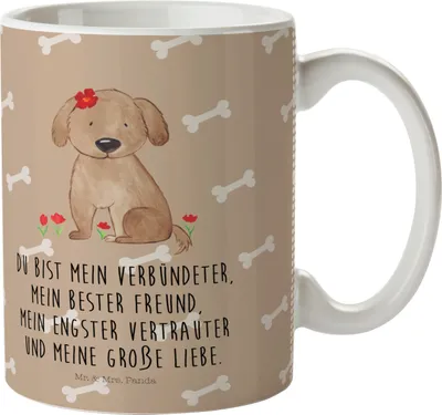 Produktbild von Mr. & Mrs. Panda Haferl Hund Dame - Hundeglück - Geschenk, Camping Tasse, Kindertasse, Liebenswert, Pott, Henkelbecher, Mehrwegbecher, Verliebt, Kinderbecher, Hunderasse