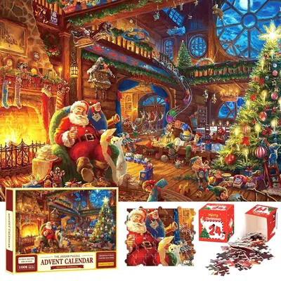 Image de Puzzle calendrier de l'Avent de Noël - 70 x 50 cm - 1008 pièces - 24 cases