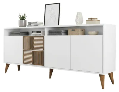 Produktbild von Kommode Rotanev, Wohnzimmerbuffet, Wohnzimmer-Sideboard, Moderne Küchen-Speisekammer, 180x35 h79 cm, Weiß
