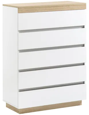 Immagine prodotto di Cassettiera 5 Cassetti Design Minimal 80x40x109 cm Bianco e color Rovere