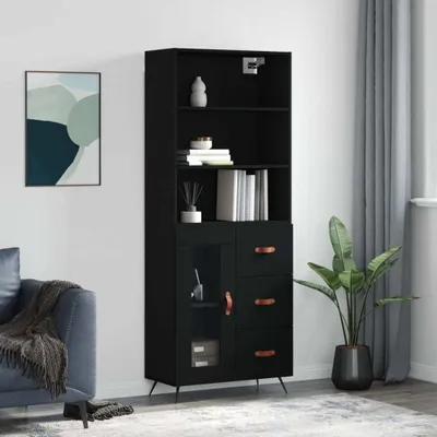 Produktbild von vidaXL Highboard Schwarz 69,5x34x180 cm Holzwerkstoff