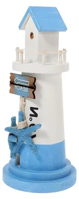 Produktbild von Kleiner Leuchtturm aus MDF im mediterranen Stil – Nautische Holzdekoration für Zuhause – Elegante Tischdekoration für Hochzeiten und Feste