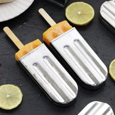 Produktbild von Eiswürfel aus Edelstahl - Rundes Eiswürfelset mit Holzgriff - Popsicle DIY-Eiswürfelmaschine - Gefrierschrank