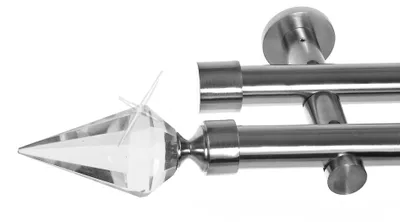Produktbild von Gardinenstange mit Wandhalterung I Metall Edelstahl Look 2-läufig I Ø20mm I H41