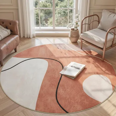 Image de Tapis rond, lavable en machine et antidérapant