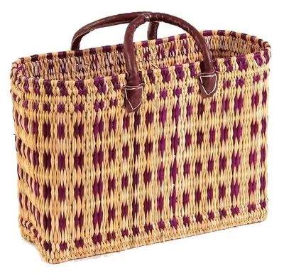 Immagine prodotto di Borsa in seagrass grande con manico corto cesto per la spesa cesto in vimini cesto in vimini cesto in vimini, viola