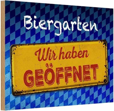 Produktbild von vianmo Holzschild 12x18 cm Biergarten wir haben geöffnet Warnschild Hinweisschild