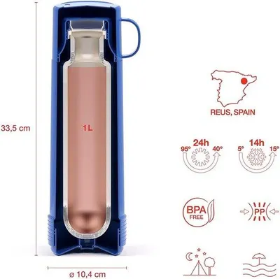 Image de Gourde légère et résistante en polypropylène, 1 litre, bleue