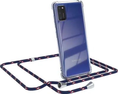 Produktbild von EAZY CASE Handykette kompatibel mit Samsung Galaxy A41, Handyhülle mit Umhängeband, Handykordel, Schutzhülle Clear, Band in Blau