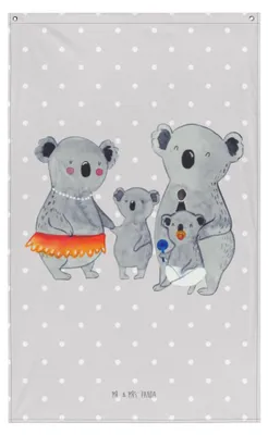 Produktbild von Mr. & Mrs. Panda Wandteppich Koala Familie - Grau Pastell - Geschenk, Koalas, Family, Mama, Hängedeko, Wandbild, Kinder, Stoff, Muttertag, Tapestry, Gobelin