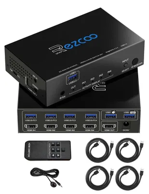 Obrázek produktu pro Přepínač KVM s USB 3.0 a HDMI, 4 porty, rozlišení 4K při 60 Hz, podpora audia SPDIF 5.1