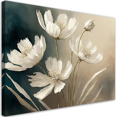 Produktbild von Leinwandbild Weiße Blume Abstraktion 100x70 Feeby Beige bild für die wand bereit zum aufhängen