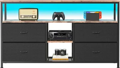 Obrázek produktu pro TV skříňka – TV stolek – 108 × 30 × 78 cm – 4 zásuvky – nastavitelné police – moderní design – vyžaduje montáž – černá