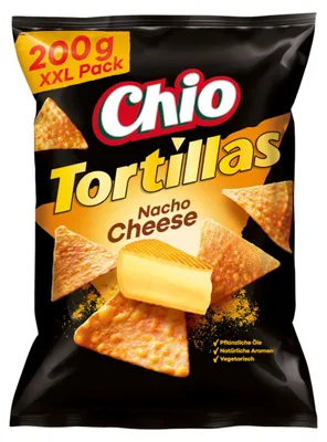 Zdjęcie produktu dla Chio Tortillas Chips Nacho Cheese przekąska kukurydziana o smaku serowym 200g