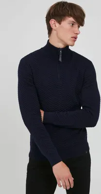 Produktbild von INDICODE IDBanjamon Herren Strickpullover Troyer Grobstrick Pullover mit Stehkragen