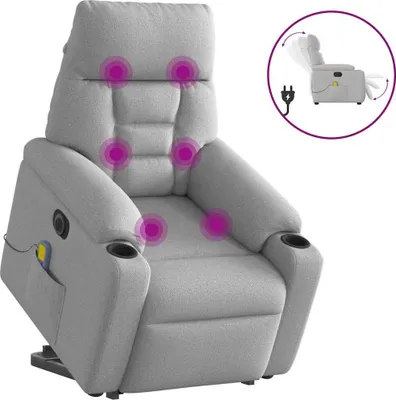Productafbeelding van Sta-op-massagestoel elektrisch verstelbaar stof wolk grijs
