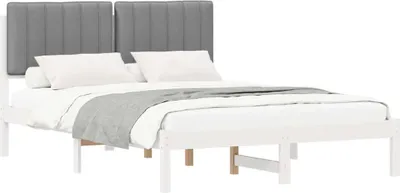 Image de vidaXL Cadre de lit avec tête de lit rembourrée gris clair 135 x 190 cm