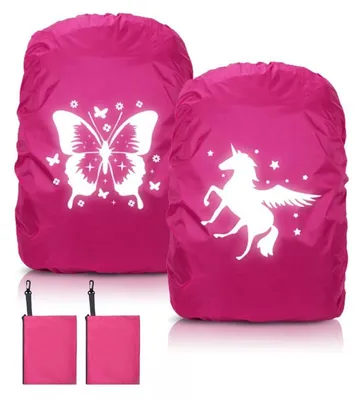 Produktbild von Regenschutz Rucksack 2 Stück Wasserdicht Reflektierend 35L Schulanfänger Schmetterling Einhorn