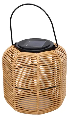 Zdjęcie produktu dla Lampion solarny do użytku zewnętrznego, wodoodporny, wiszący, wykonany z tworzywa sztucznego imitującego rattan, idealny jako dekoracja do ogrodu, podwórka, ścieżki, patio lub stołu podczas kempingu