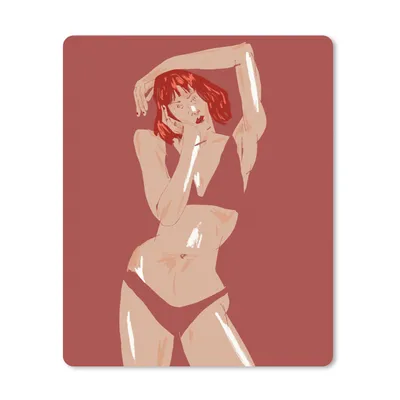 Produktbild von MuchoWow® Mauspad Mousepad Frau - Rot - Abstrakt - Porträt 30x40 cm - Mousepads - Maus Mat - Pad - Mausunterlage - Mausmatten