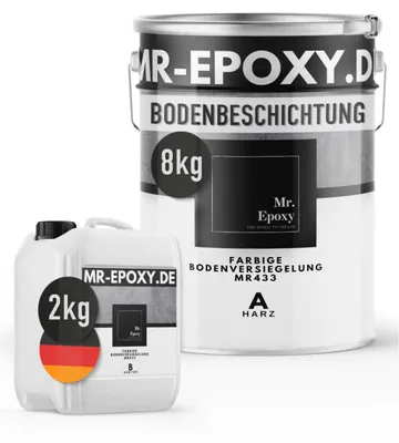 Produktbild von Mr. Epoxy Epoxidharz Bodenbeschichtung (10 kg, RAL 9016 Verkehrsweiß) - 2K Betonfarbe für Garagen, Keller & Werkstatt Boden - Flüssigkunststoff Epoxid Grundierung und Bodenversiegelung