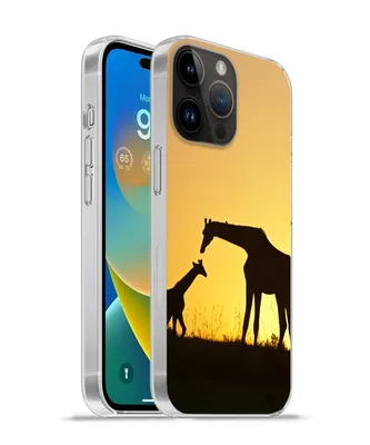 Produktbild von MuchoWow® Handyhülle Schutzhülle Hülle für Apple iPhone 14 Pro Max Giraffe - Scherenschnitt - Kalb Silikon Softcase Handy Hülle - Hardcover