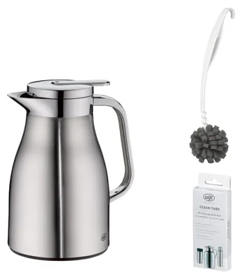Image de alfi SKYLINE Isolierkanne stainless steel mat – Vorteilsset mit Reinigungsbürste CLEAN FIX 30 cm + CLEAN TABS (20 Stück) | HAN 1322205065 | EAN 4002458517648