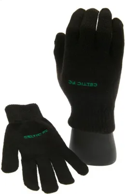 Produktbild von Celtic FC Kinder Handschuhe, Strickware TA5357 (Einheitsgröße) (Schwarz/Grün)