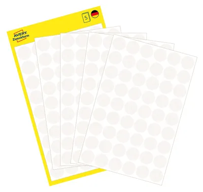 Produktbild von Avery Zweckform 3145, Markierungspunkte, ? 12 mm, 270 Markierungspunkte / 5 Bögen, weiß