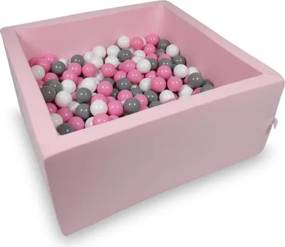 Image de Bassin de séchage 90x90x40cm rose poudré avec 400 balles : blanc, gris, rose poudré