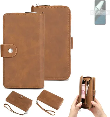 Produktbild von K-S-Trade Handyhülle Schutzhülle kompatibel mit OnePlus 11 & Portemonnee Tasche Handytasche Case Etui Geldbörse Wallet braun (1x)