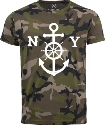 Produktbild von Neverless® Cooles Herren T-Shirt Anker New York Camouflage Camo-Shirt Tarnmuster camo XXL