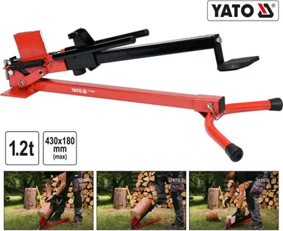 Produktbild von Profi Mechanischer Fuß Holzspalter Brennholz Holzklotz Spalter 1,2 Tonnen, liegende Ausführung, bis 430mm