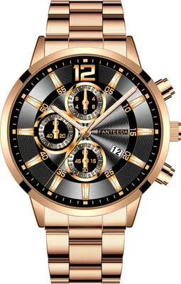 Produktbild von Felix Uhr für Herren - Sportlich Elegante Herrenuhr in Roségold/Schwarz KP12051