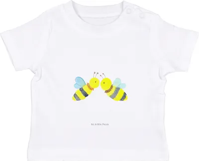 Produktbild von Mr. & Mrs. Panda  T-Shirt Biene Liebe 6. - 12. Monat - Weiß - Geschenk, Baby Oberteil, Shirt, Baumwolle, Babyshirt