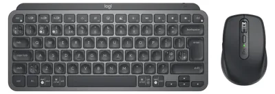 A top-down view of a Logitech MX Keys Mini keyboard and a Logitech MX Master mouse.