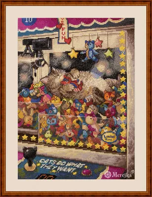 Productafbeelding van Merejka kruisstikset "Katten doen wat ze willen", telpatroon, 30x22 cm