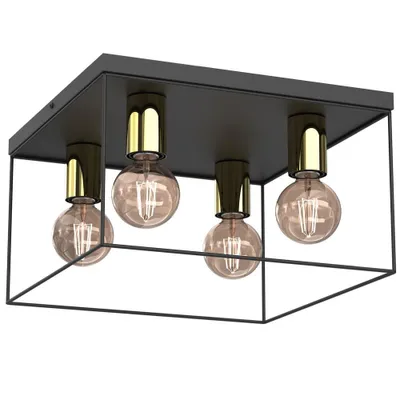 Immagine prodotto di Lampada a sospensione Homen nero opaco-oro lucido 4xE27x15W metallo dim.: 22x34x34 cm IP20 Luminex