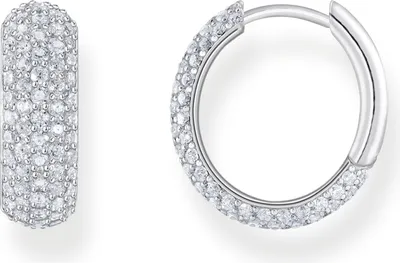 Zdjęcie produktu dla Srebrne kolczyki kółka z białymi cyrkoniami - Thomas Sabo Model: CR731-051-14
