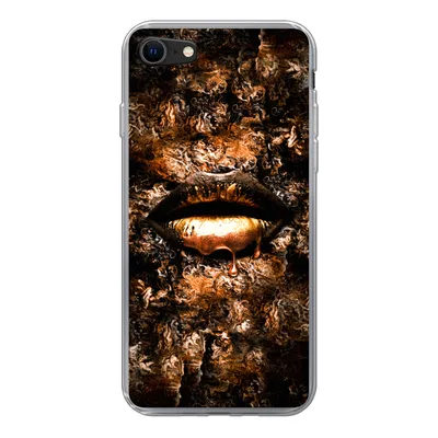 Produktbild von MuchoWow® Handyhülle Schutzhülle Hülle für iPhone 7 Frau - Lippen - Kupfer Silikon Softcase Handy Hülle - Kartenhalter