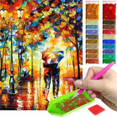 Obrázok produktu pre ARTULIO Sada diamantových obrazov Romantická jesenná prechádzka v parku - 30x40 cm 5D diamantové obrazy, diamantové maľovanie pre dospelých