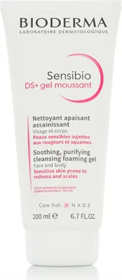 A product shot of a tube of Bioderma Sensibio DS+ cleansing foaming gel.