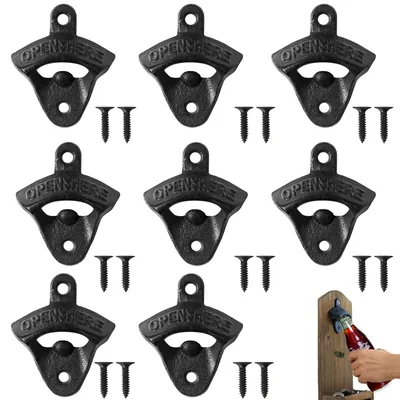 Productafbeelding van Wandflessenopener - Set van 8 stuks voor wandmontage - Geschikt voor bars, restaurants, keukens en karaokegalerijen